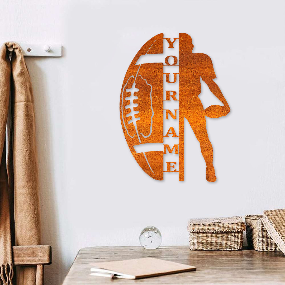 American Football Metal Custom Football Player Metal Wall Art Led Light, Football Name Sign, Birthday Gift For Son, Kid Room Decor, Home Decor