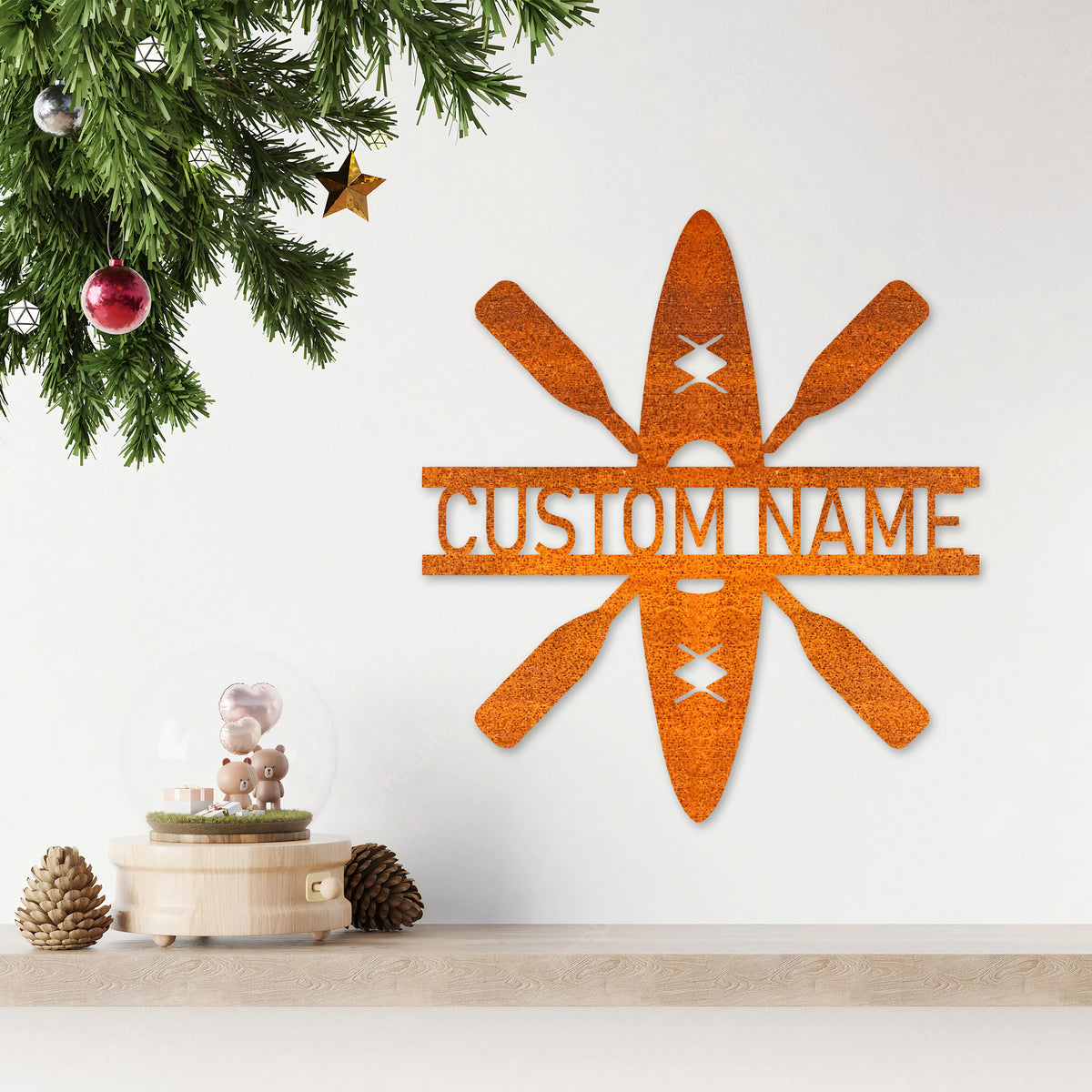 Personalized Kayak Metal Wall Art, Custom Kayak Monogram Sign, Kayak Lover Gift, Lake House Sign, Housewarming Gift, Home Decor, Beach House