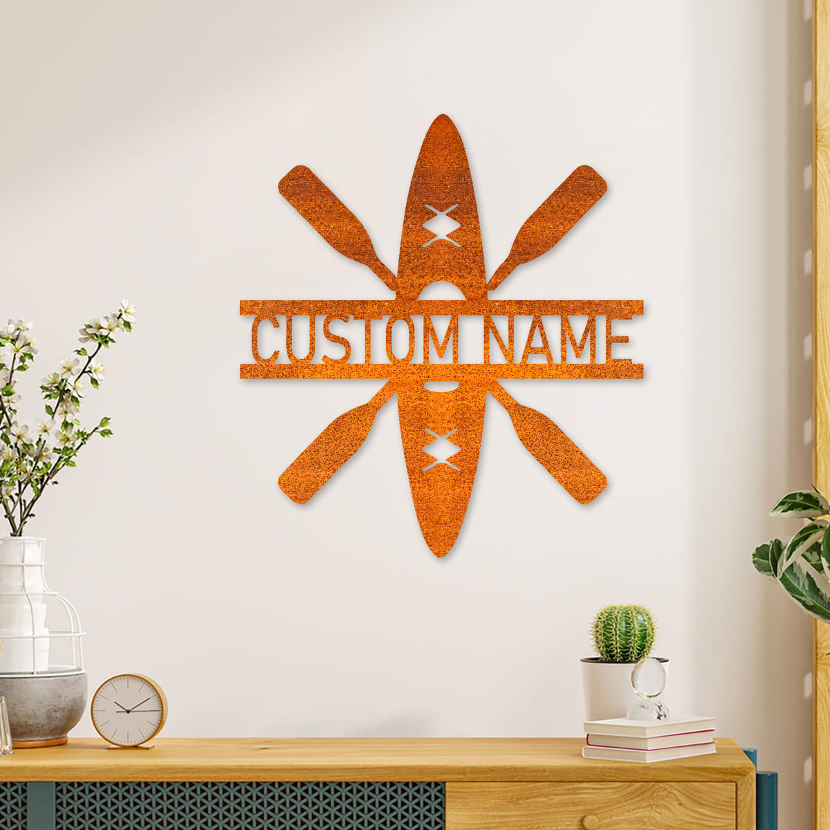 Personalized Kayak Metal Wall Art, Custom Kayak Monogram Sign, Kayak Lover Gift, Lake House Sign, Housewarming Gift, Home Decor, Beach House