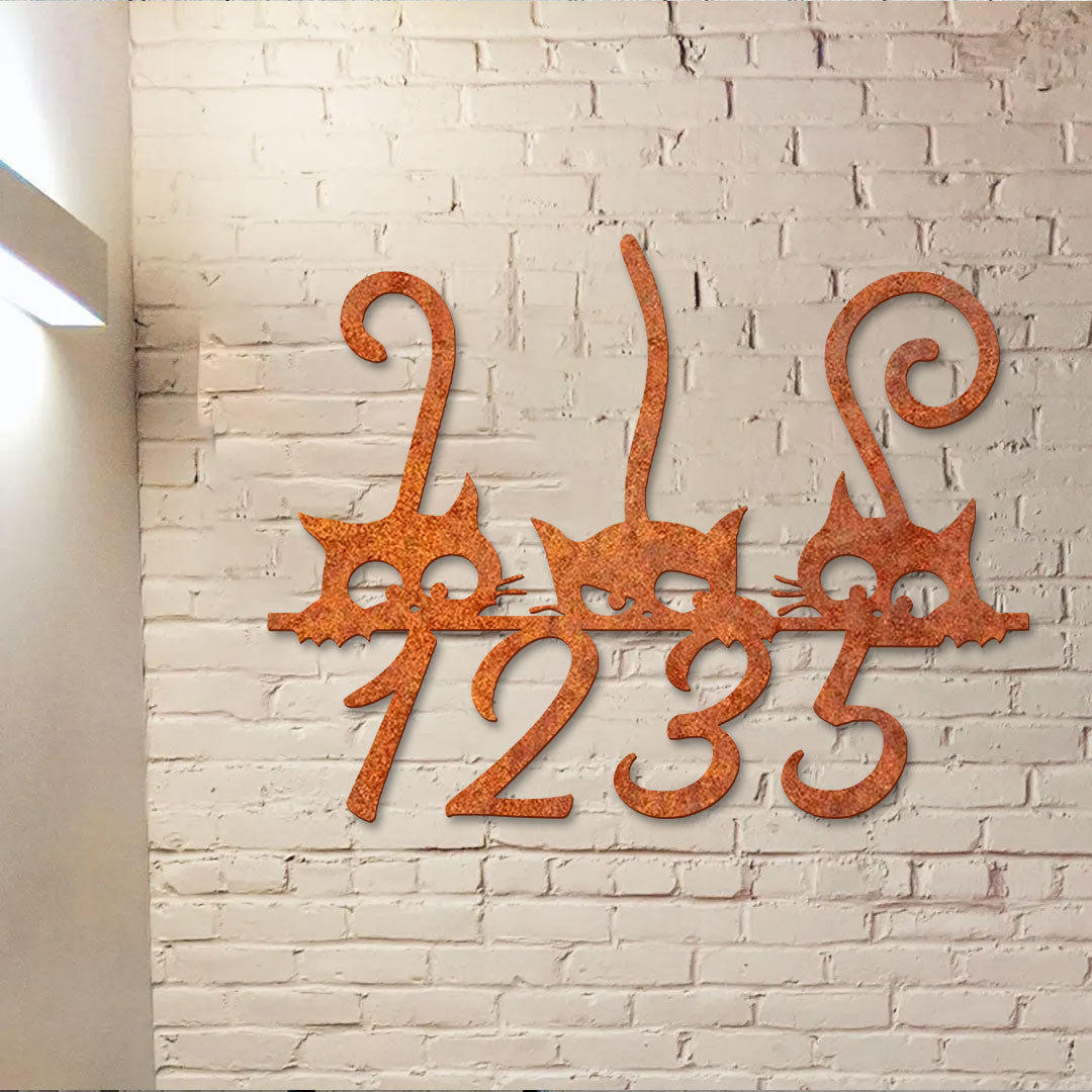 Custom Cat House Address Sign House Number Plaque Custom House Number Sign Door Number Sign Address Plaque Cat Lover Gift Housewarming Gift