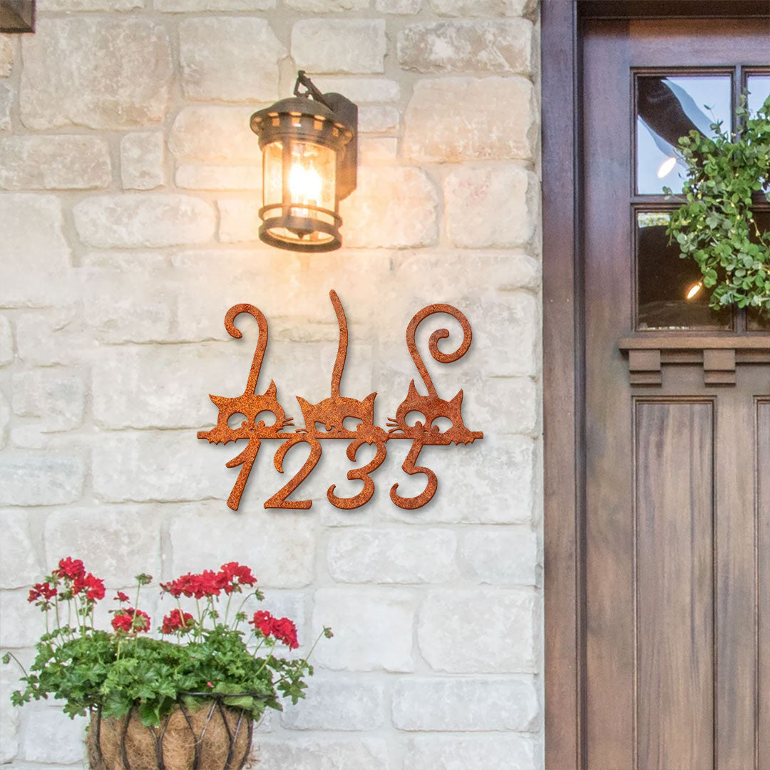 Custom Cat House Address Sign House Number Plaque Custom House Number Sign Door Number Sign Address Plaque Cat Lover Gift Housewarming Gift