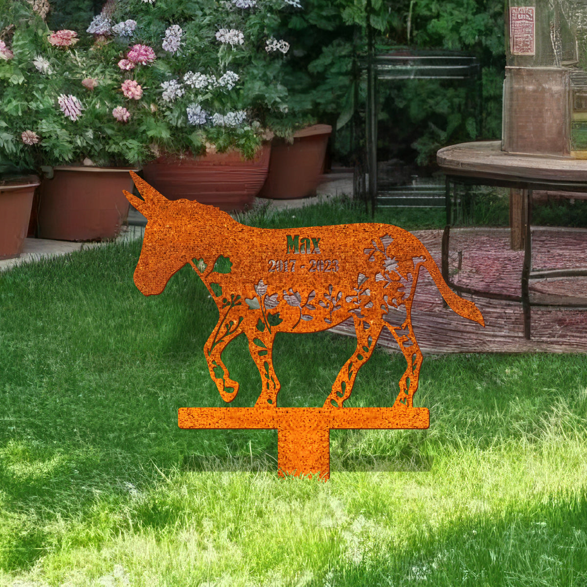 Custom Donkey Memorial Metal Stake, Donkey Loss Bereavement Stake, Pet Grave Stake, Pet Loss, Garden Decor, Donkey Farm Sign Grave Marker