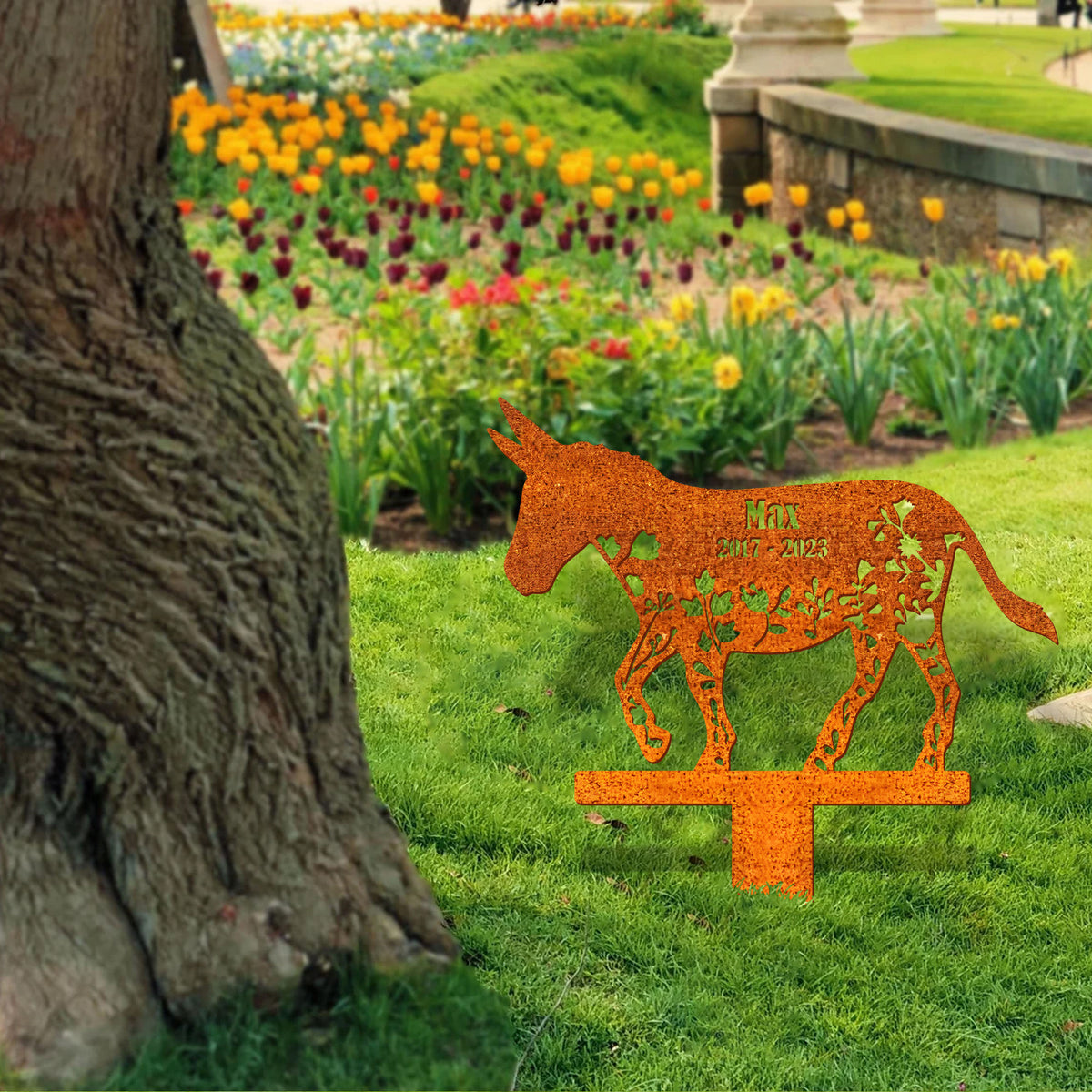 Custom Donkey Memorial Metal Stake, Donkey Loss Bereavement Stake, Pet Grave Stake, Pet Loss, Garden Decor, Donkey Farm Sign Grave Marker