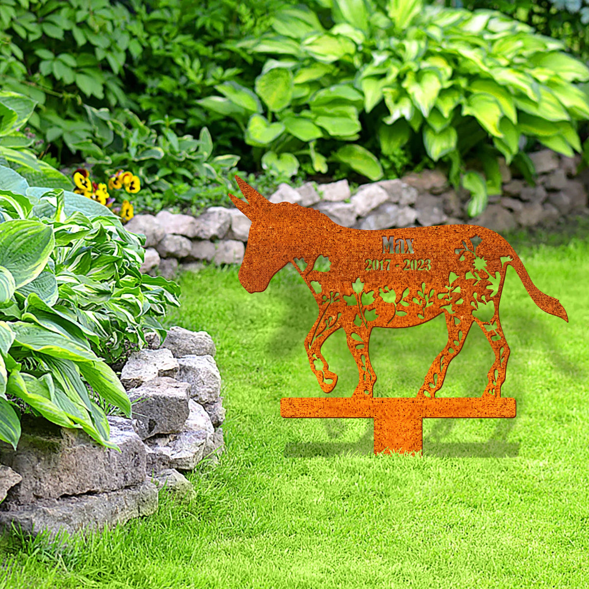 Custom Donkey Memorial Metal Stake, Donkey Loss Bereavement Stake, Pet Grave Stake, Pet Loss, Garden Decor, Donkey Farm Sign Grave Marker