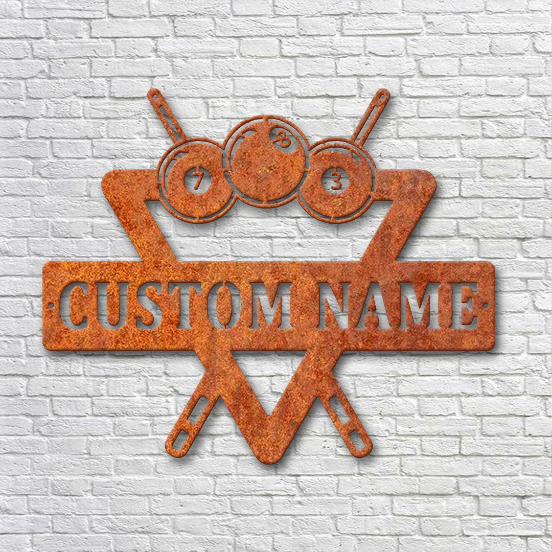 Custom Billiards Metal Wall Art Led Light Billiards Pool Metal Sign Personalized Snooker Player Name Sign Ideal For Home Decor & Gift
