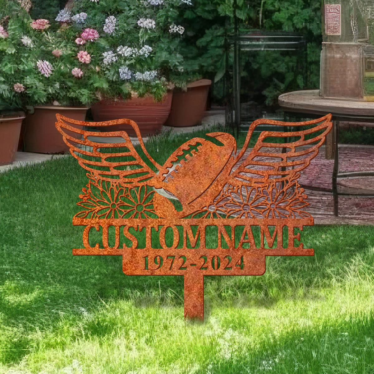 Personalized Football Memorial Garve Maker, Us Football Memorial Plaque Stake, Grave Marker, Football Sympathy Sign, Football Lover Gift