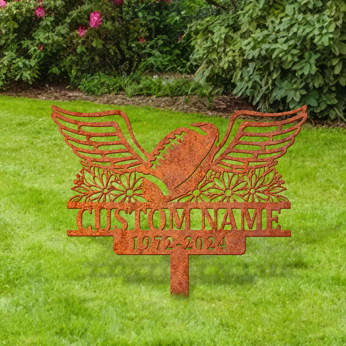 Personalized Football Memorial Garve Maker, Us Football Memorial Plaque Stake, Grave Marker, Football Sympathy Sign, Football Lover Gift