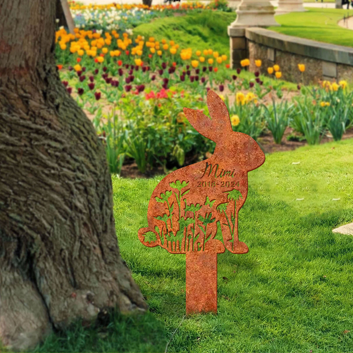 Personalized Rabbit Memorial Stake Bunny Memorial Stake, Remembrance Stake, Rabbit Loss, Sympathy Sign, Pet Grave Markers, Garden Decor