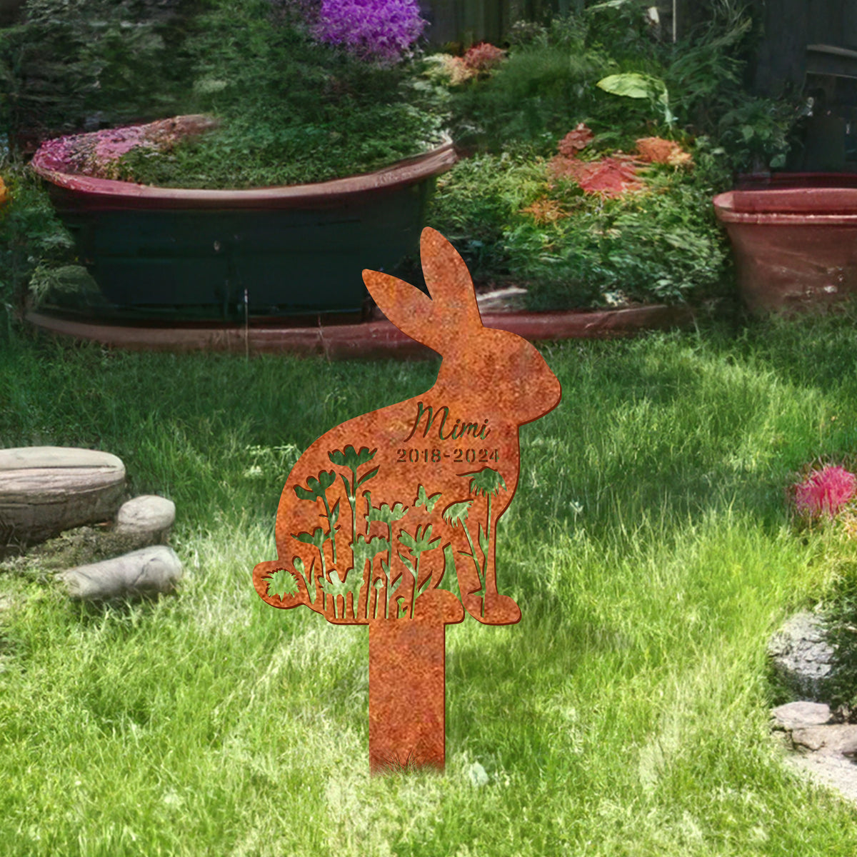Personalized Rabbit Memorial Stake Bunny Memorial Stake, Remembrance Stake, Rabbit Loss, Sympathy Sign, Pet Grave Markers, Garden Decor
