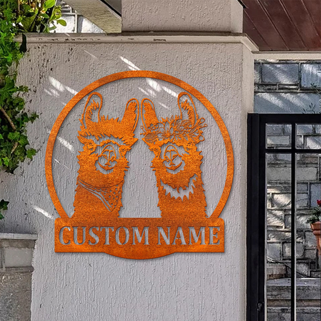 Custom Alpaca Metal Wall Art Alpaca Art Personalized Llama Farm Name Sign Home Decor Camel Art Camel Barn Decoration Birthday Gift Farm Sign