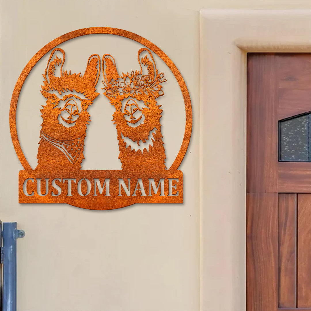 Custom Alpaca Metal Wall Art Alpaca Art Personalized Llama Farm Name Sign Home Decor Camel Art Camel Barn Decoration Birthday Gift Farm Sign