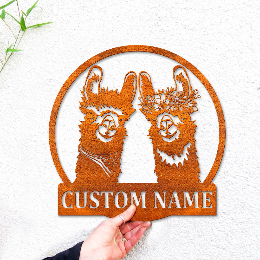 Custom Alpaca Metal Wall Art Alpaca Art Personalized Llama Farm Name Sign Home Decor Camel Art Camel Barn Decoration Birthday Gift Farm Sign