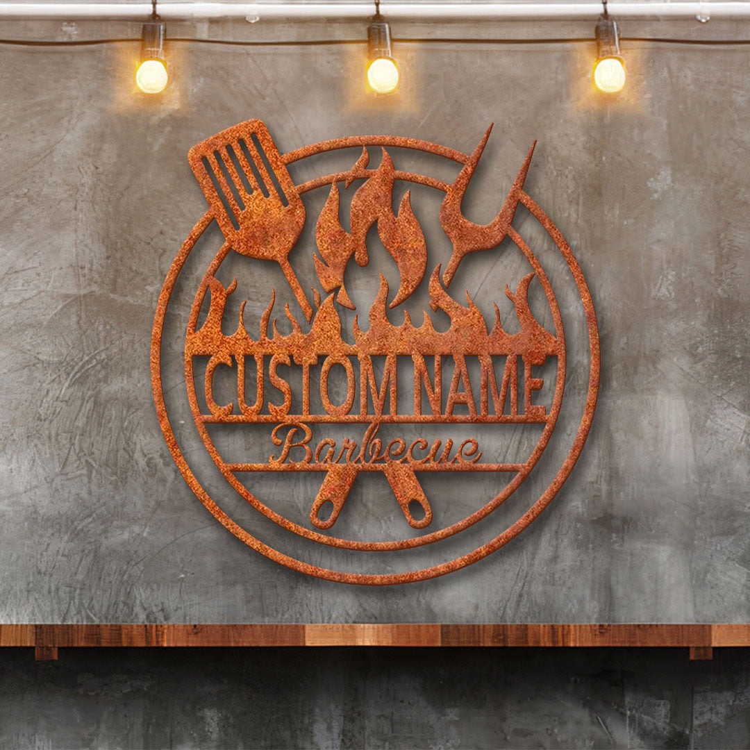 Personalized Metal Grilling Sign Led Lights, Custom Bbq Sign, Dad's Bar & Grill Metal Wall Art, Bbq Decor, Grilling Gift For Dad, Father's Day