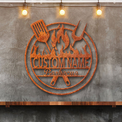 Personalized Metal Grilling Sign Led Lights, Custom Bbq Sign, Dad's Bar & Grill Metal Wall Art, Bbq Decor, Grilling Gift For Dad, Father's Day