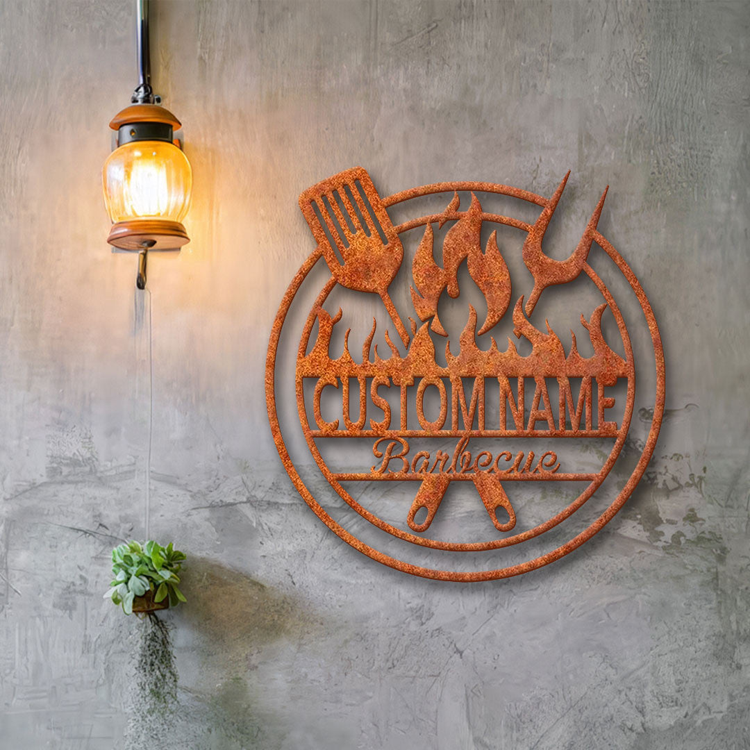Personalized Metal Grilling Sign Led Lights, Custom Bbq Sign, Dad's Bar & Grill Metal Wall Art, Bbq Decor, Grilling Gift For Dad, Father's Day