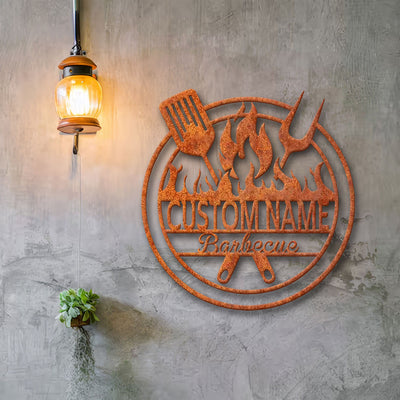 Personalized Metal Grilling Sign Led Lights, Custom Bbq Sign, Dad's Bar & Grill Metal Wall Art, Bbq Decor, Grilling Gift For Dad, Father's Day