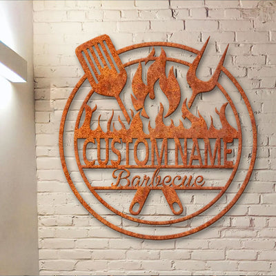 Personalized Metal Grilling Sign Led Lights, Custom Bbq Sign, Dad's Bar & Grill Metal Wall Art, Bbq Decor, Grilling Gift For Dad, Father's Day