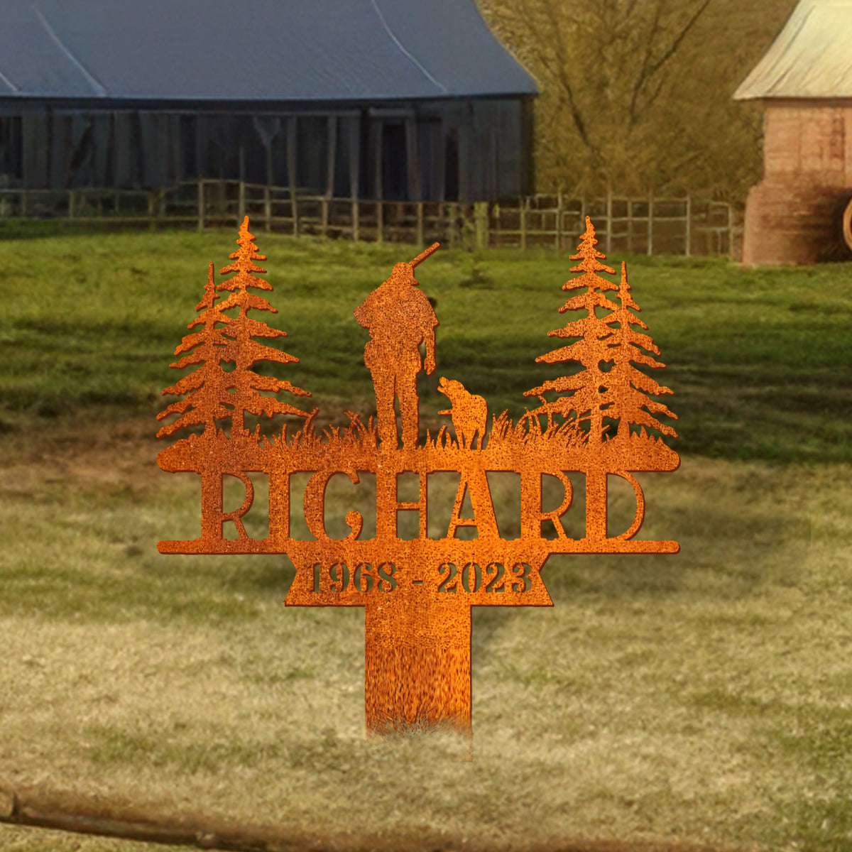 Custom Hunter Memorial Stake Personalized Hunter Name Sign, Sympathy Sign, Hunter Loss Dad Loss, Grave Marker, Garden Decor, Deer Hunting Sign