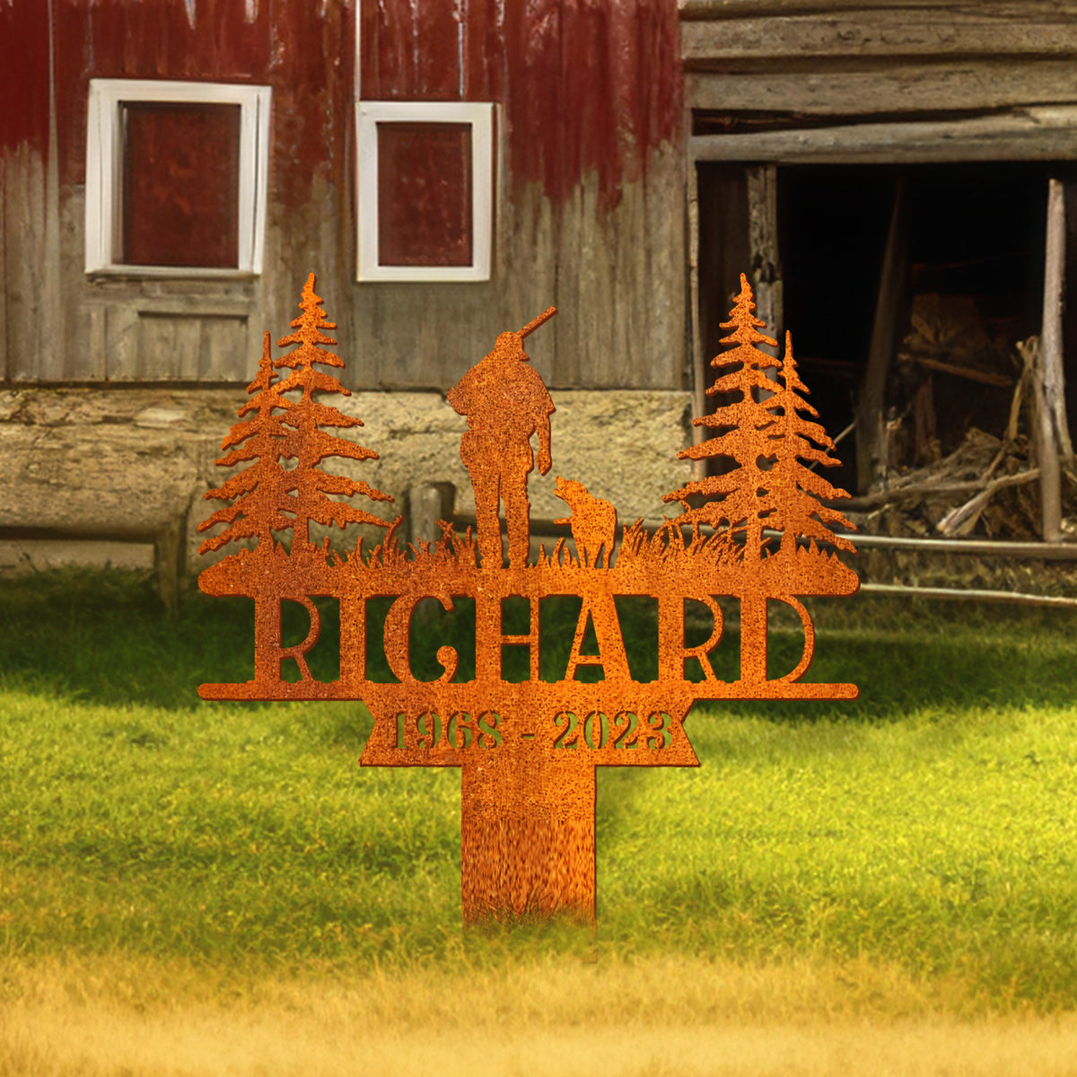 Custom Hunter Memorial Stake Personalized Hunter Name Sign, Sympathy Sign, Hunter Loss Dad Loss, Grave Marker, Garden Decor, Deer Hunting Sign