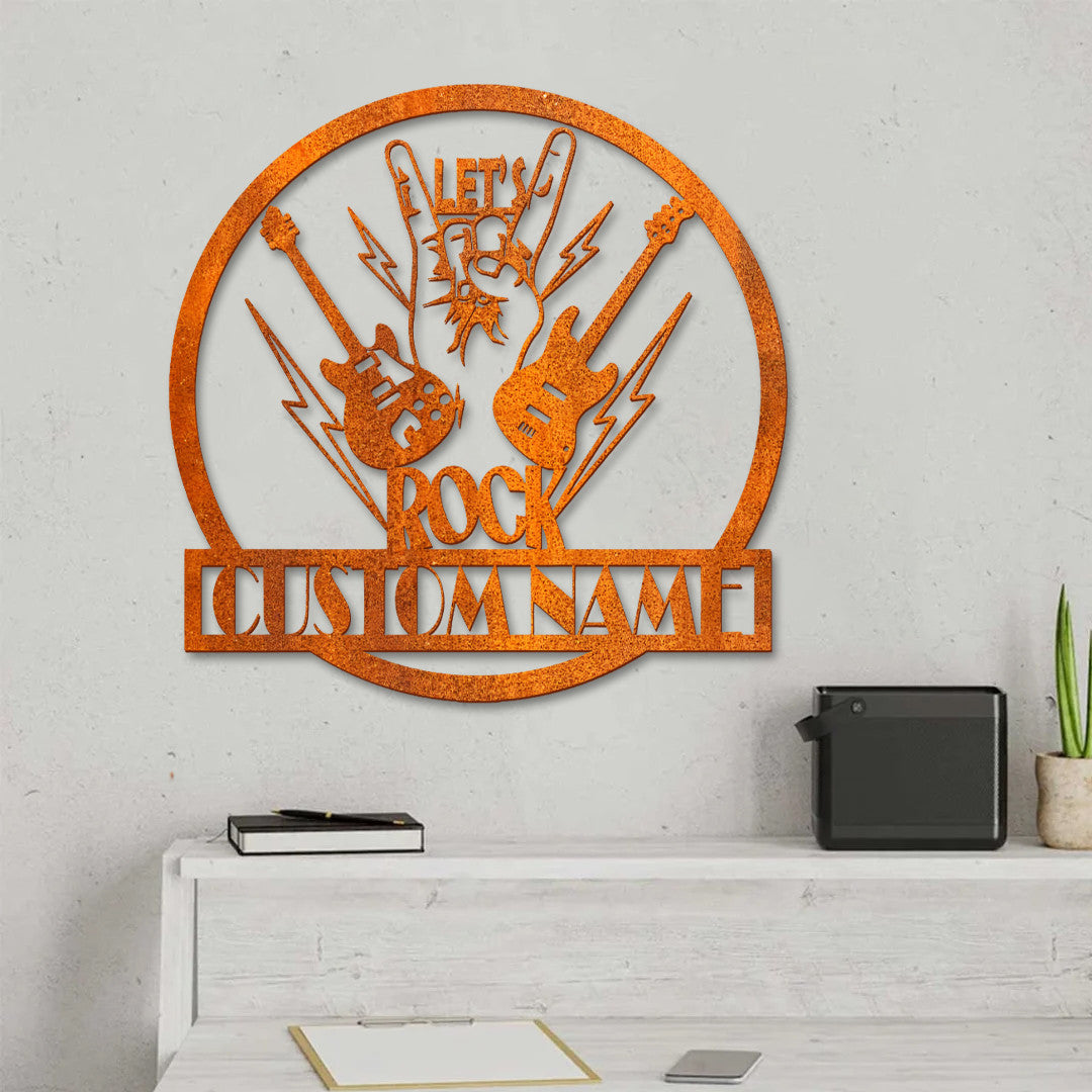 Custom Guitar Metal Wall Art Led Light Personalized Rock And Roll Name Sign Home Decor Music Room Decoration Rock Singer Gift Birthday Gift