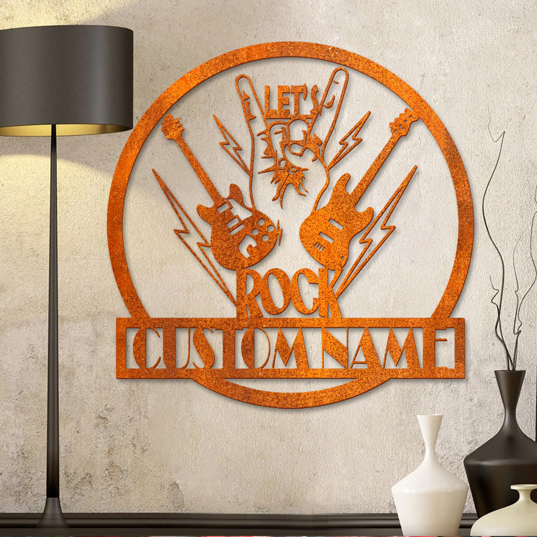 Custom Guitar Metal Wall Art Led Light Personalized Rock And Roll Name Sign Home Decor Music Room Decoration Rock Singer Gift Birthday Gift