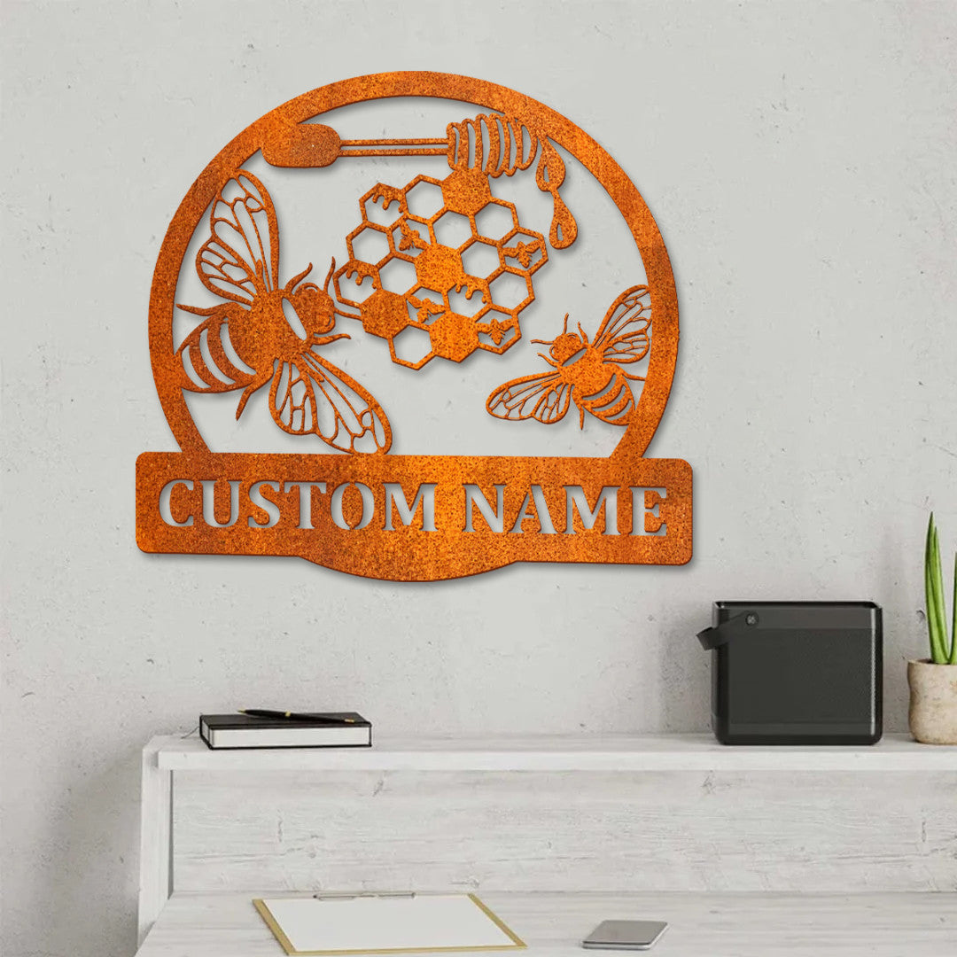 Custom Bee Metal Sign Bee Apiary Sign Bee Keeper Gifts Birthday Gift Home Bee Hive Sign Garden Sign Bee Metal Sign Bee Farm Decor Bee Lover