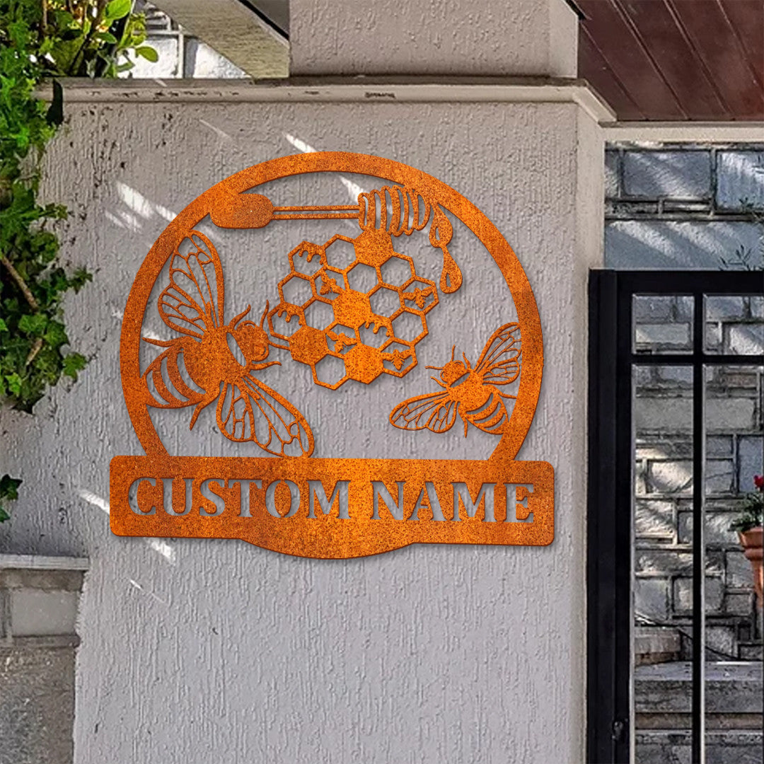 Custom Bee Metal Sign Bee Apiary Sign Bee Keeper Gifts Birthday Gift Home Bee Hive Sign Garden Sign Bee Metal Sign Bee Farm Decor Bee Lover