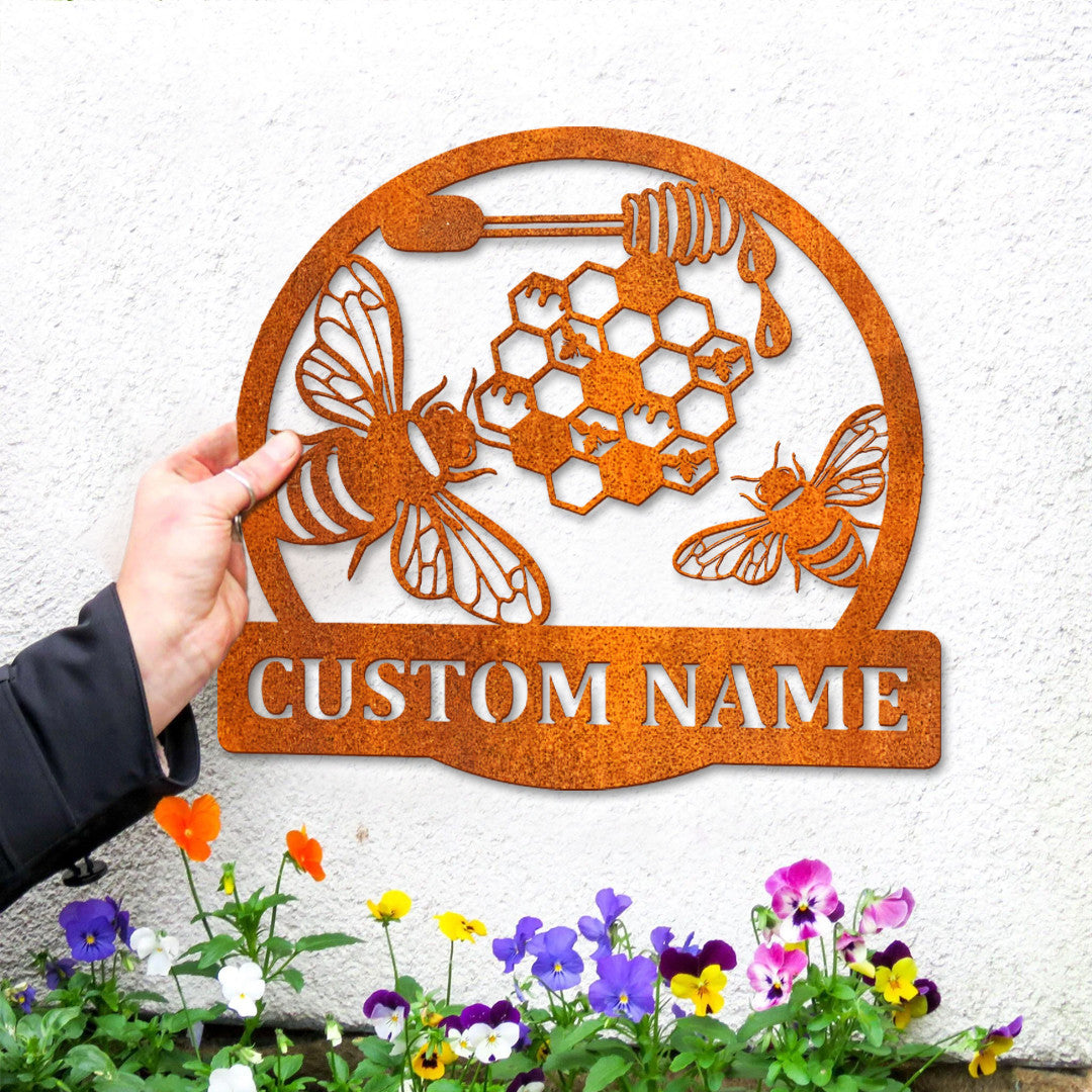 Custom Bee Metal Sign Bee Apiary Sign Bee Keeper Gifts Birthday Gift Home Bee Hive Sign Garden Sign Bee Metal Sign Bee Farm Decor Bee Lover