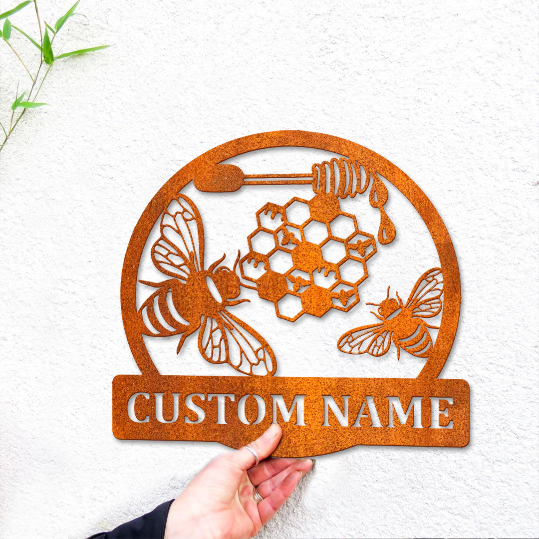 Custom Bee Metal Sign Bee Apiary Sign Bee Keeper Gifts Birthday Gift Home Bee Hive Sign Garden Sign Bee Metal Sign Bee Farm Decor Bee Lover