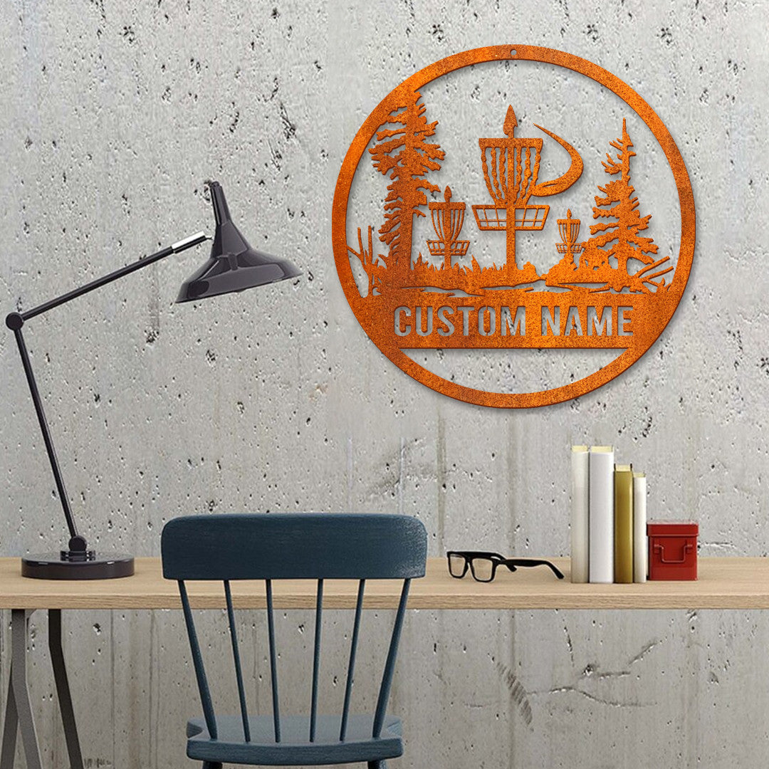 Custom Disc Golf Player Metal Wall Art Led Light Personalized Disc Golfer Name Sign Home Decor Disc Golfer Sign Man Cave Decor Birthday Gift