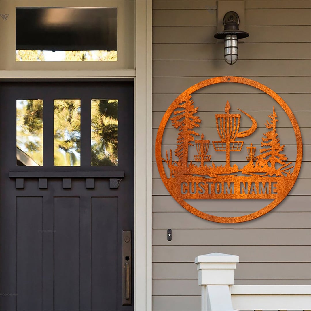 Custom Disc Golf Player Metal Wall Art Led Light Personalized Disc Golfer Name Sign Home Decor Disc Golfer Sign Man Cave Decor Birthday Gift