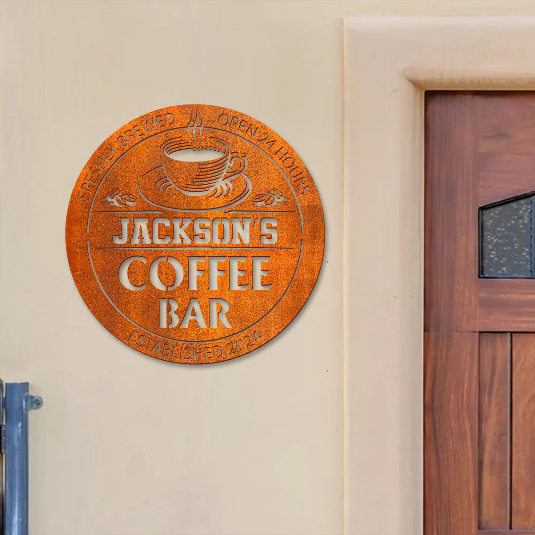 Custom Coffee Bar Metal Wall Art Led Coffee Bar Sign Personalized Coffee Lover Name Sign Home Decor Kitchen Decor Patio Sign Birthday Gifts