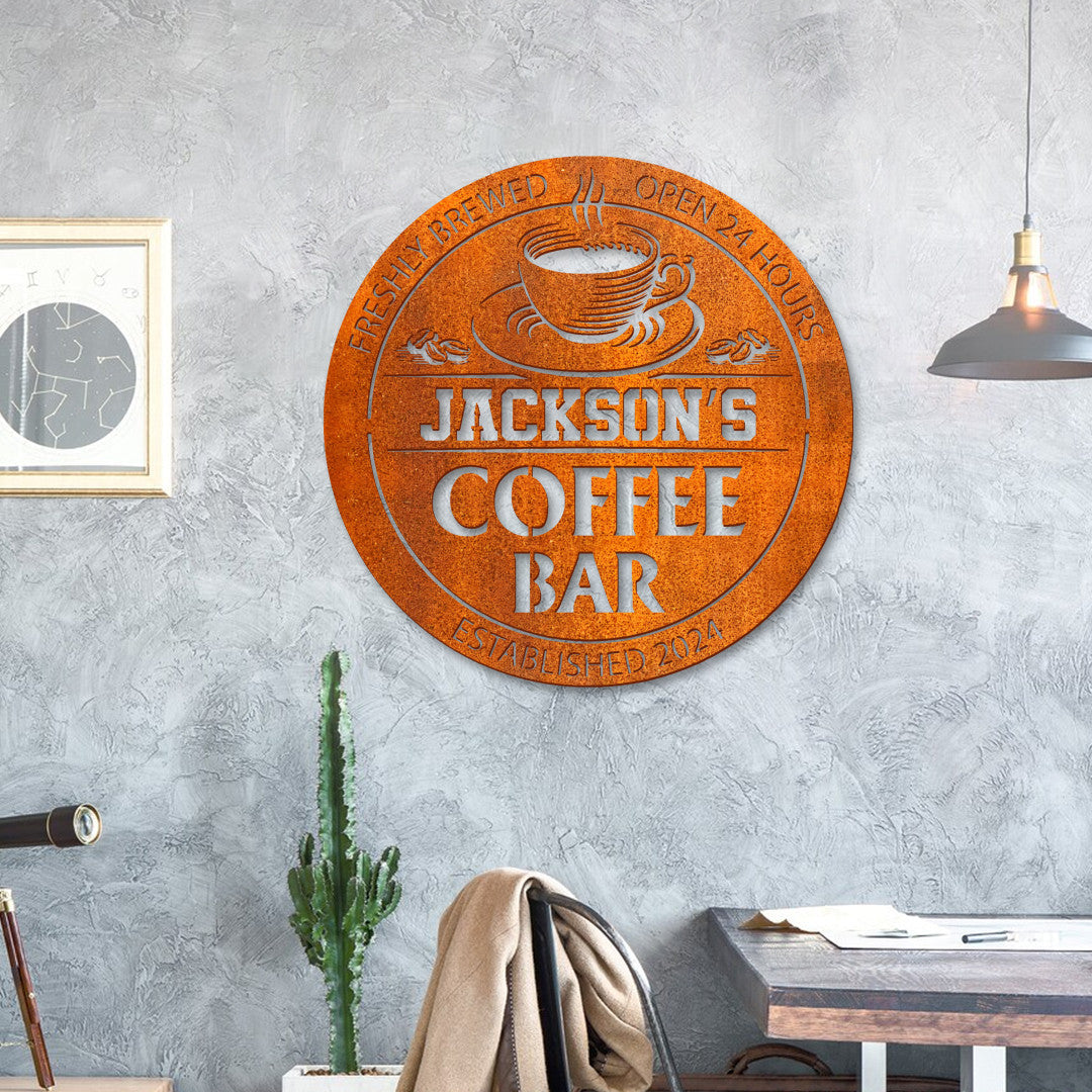 Custom Coffee Bar Metal Wall Art Led Coffee Bar Sign Personalized Coffee Lover Name Sign Home Decor Kitchen Decor Patio Sign Birthday Gifts