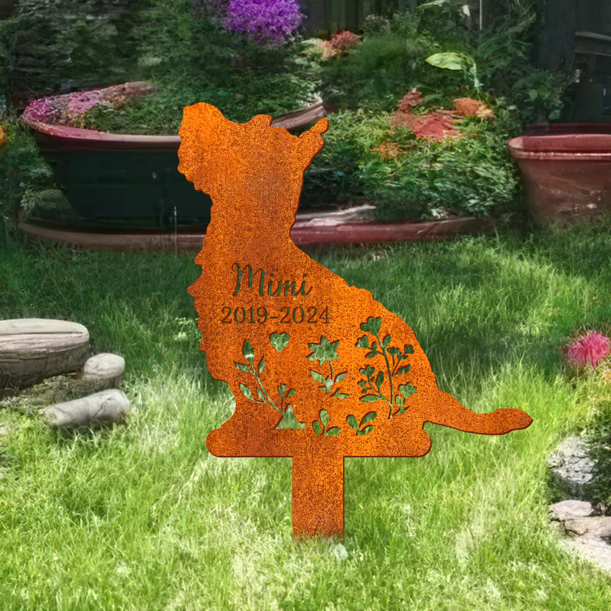 Custom Dog Memorial Stake Dog Name Sign, Cairn Terrier Loss, Sympathy Gift, Rusty Metal Stake, Pet Grave Markers, Cairn Terrier Lover