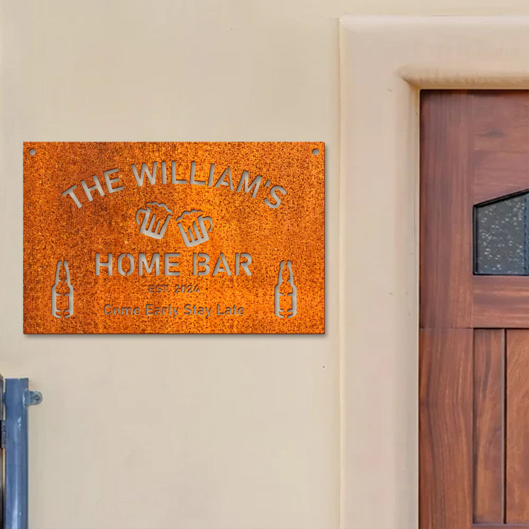 Personalized Home Bar Metal Sign, Custom Pub Sign, Home Bar Sign, Pub Bar Wall Art, Beer Bar Sign Man Cave Decor, Patio Sign Father's Day Gift