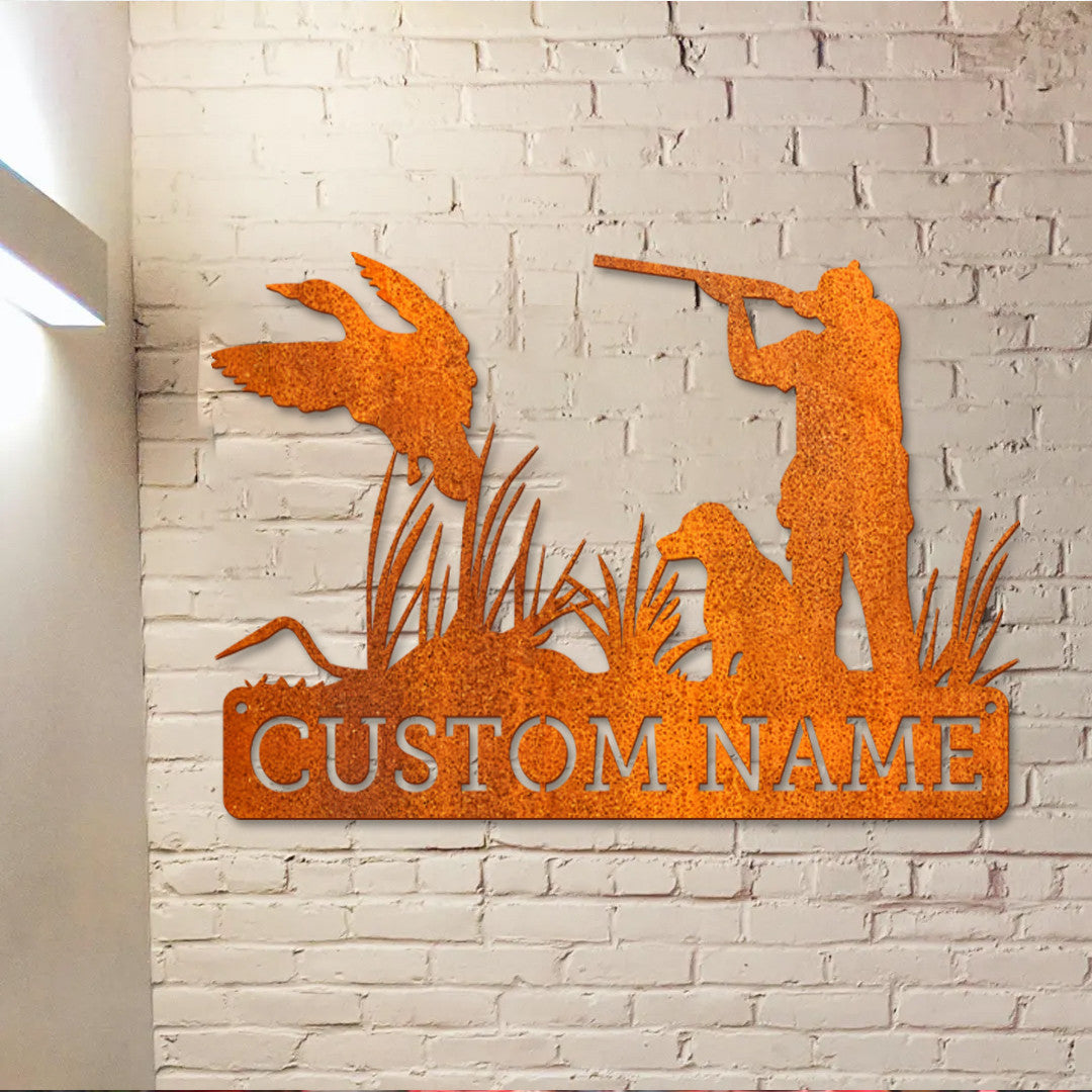 Custom Duck Hunting Metal Wall Art Led Light Personalized Hunter Name Sign Home Decor Duck Cabin Decoration Hunting Sign Birthday Gift