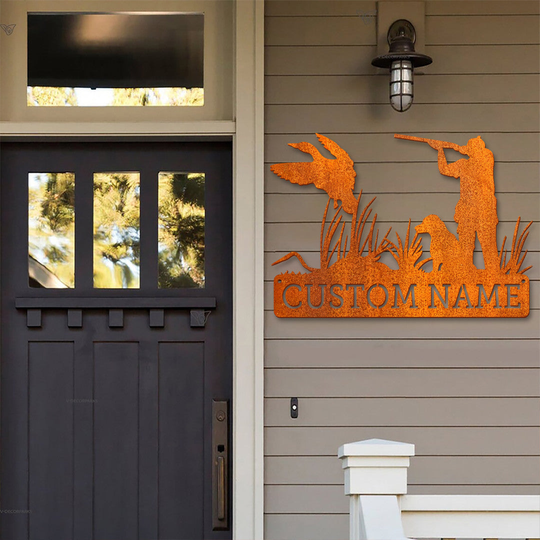 Custom Duck Hunting Metal Wall Art Led Light Personalized Hunter Name Sign Home Decor Duck Cabin Decoration Hunting Sign Birthday Gift
