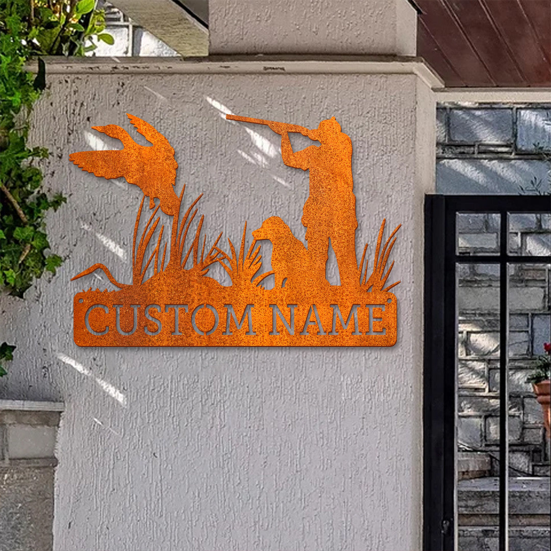 Custom Duck Hunting Metal Wall Art Led Light Personalized Hunter Name Sign Home Decor Duck Cabin Decoration Hunting Sign Birthday Gift