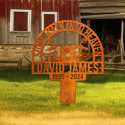Custom Rider Memorial Metal Stake, Biker Memorial Stale, Motorcycle With Wings Metal Sign, Riding With Angels, In Loving Memory, Garden Stake
