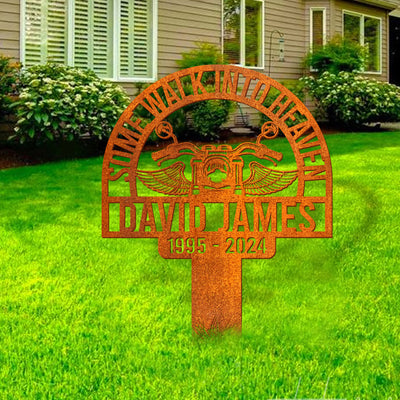 Custom Rider Memorial Metal Stake, Biker Memorial Stale, Motorcycle With Wings Metal Sign, Riding With Angels, In Loving Memory, Garden Stake