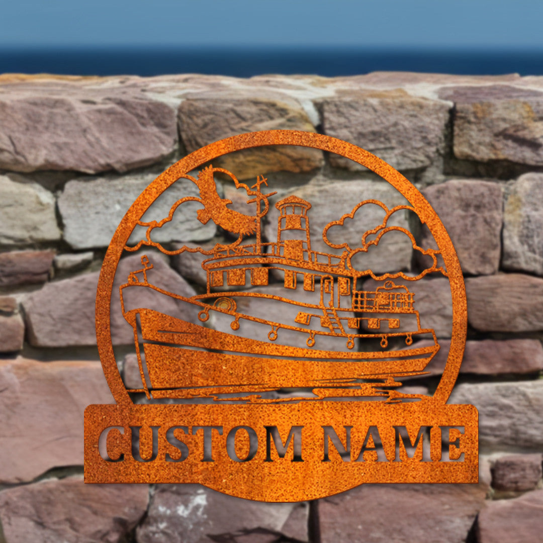 Custom Tugboat Ship Metal Wall Art, Tugboat Metal Wall Art, Tugboat Art Marine Ship Gift Tugboat Lover Gift Home Decor Father's Day Gift
