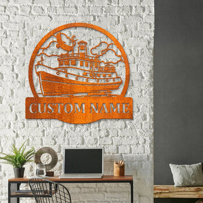 Custom Tugboat Ship Metal Wall Art, Tugboat Metal Wall Art, Tugboat Art Marine Ship Gift Tugboat Lover Gift Home Decor Father's Day Gift