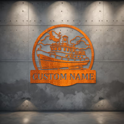 Custom Tugboat Ship Metal Wall Art, Tugboat Metal Wall Art, Tugboat Art Marine Ship Gift Tugboat Lover Gift Home Decor Father's Day Gift