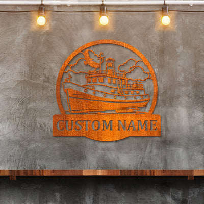 Custom Tugboat Ship Metal Wall Art, Tugboat Metal Wall Art, Tugboat Art Marine Ship Gift Tugboat Lover Gift Home Decor Father's Day Gift