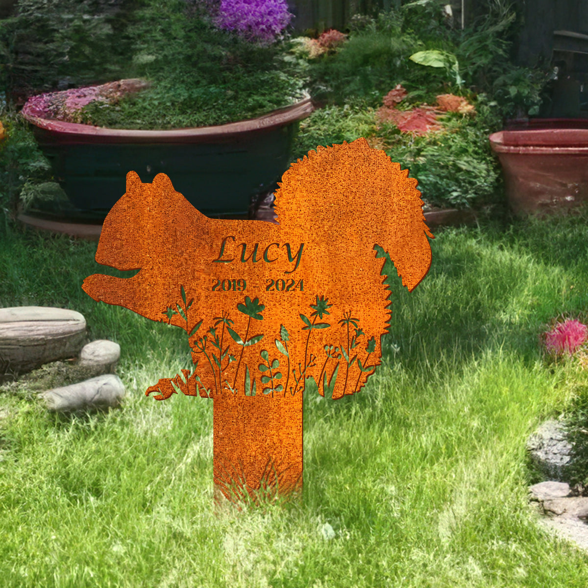 Personalized Squirrel Memorial Stake, Squirrel Metal Sign Pet Grave Markers, Squirrel Lover Gift, Pet Loss Gift, Sympathy Sign, Remembrance Stake