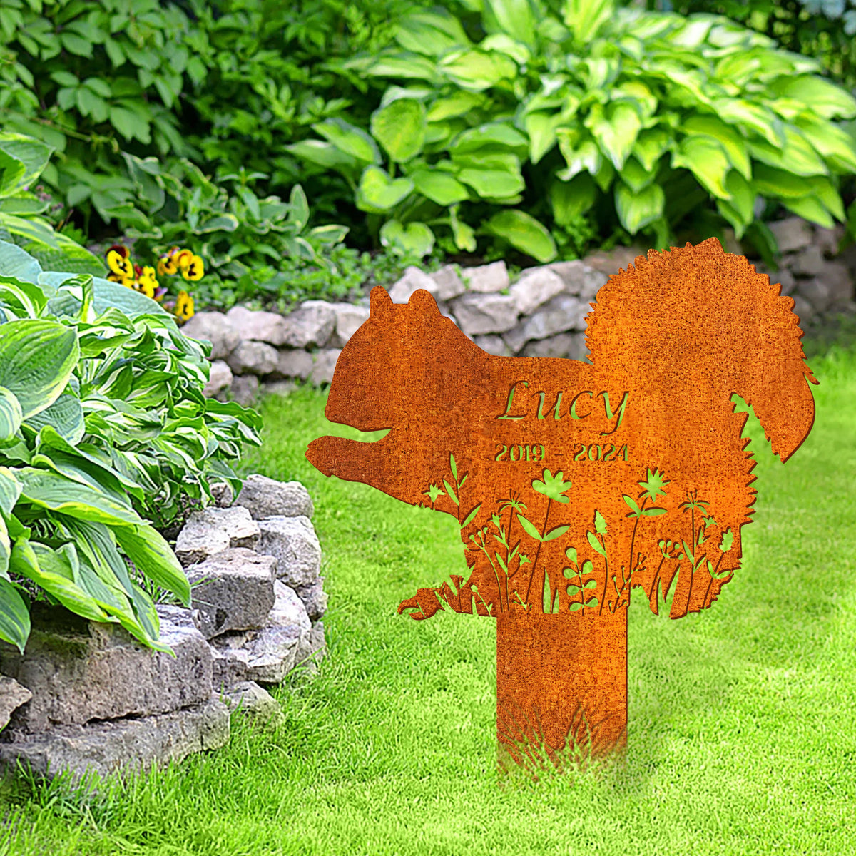 Personalized Squirrel Memorial Stake, Squirrel Metal Sign Pet Grave Markers, Squirrel Lover Gift, Pet Loss Gift, Sympathy Sign, Remembrance Stake