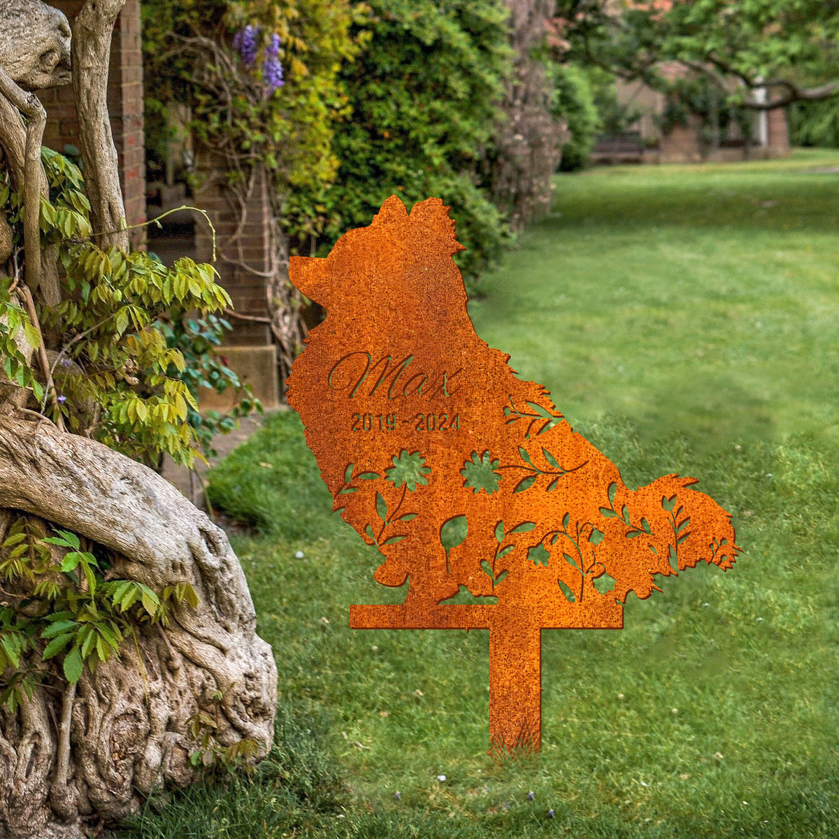 Custom Dog Memorial Stake, Personalized Pomeranian Metal Stake, Garden Sign, Garden Metal Decor, Dog Memorial Gift, Pet Loss Gift