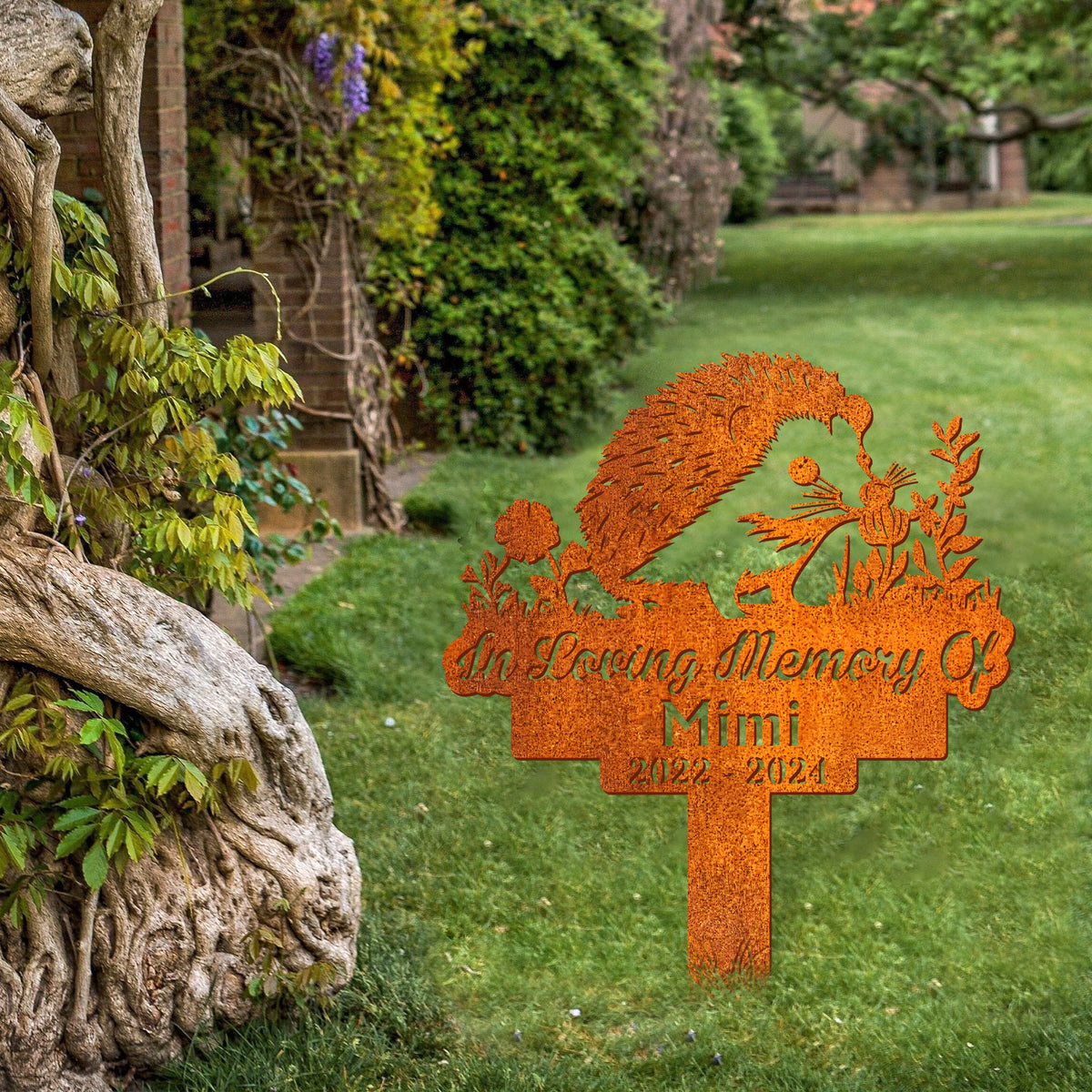 Personalized Hedgehog Memorial Stake, Metal Hedgehog Sign, Metal Stake, Sympathy Sign, Pet Grave Marker, Remembrance Stake, Garden Sign