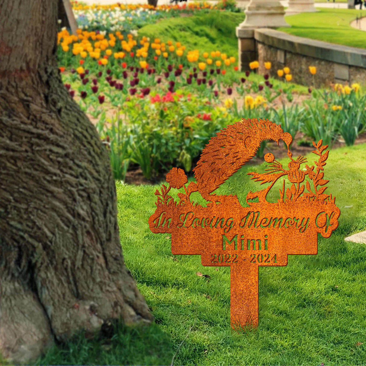 Personalized Hedgehog Memorial Stake, Metal Hedgehog Sign, Metal Stake, Sympathy Sign, Pet Grave Marker, Remembrance Stake, Garden Sign