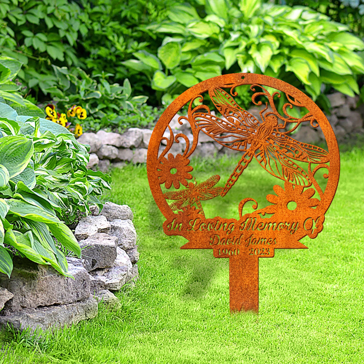 Personalized Dragonfly Memorial Stake, Dragonfly Lover Gift, Garden Decor, Dragonfly Stake, Sympathy Sign, Grave Marker, Dragonfly Metal Sign